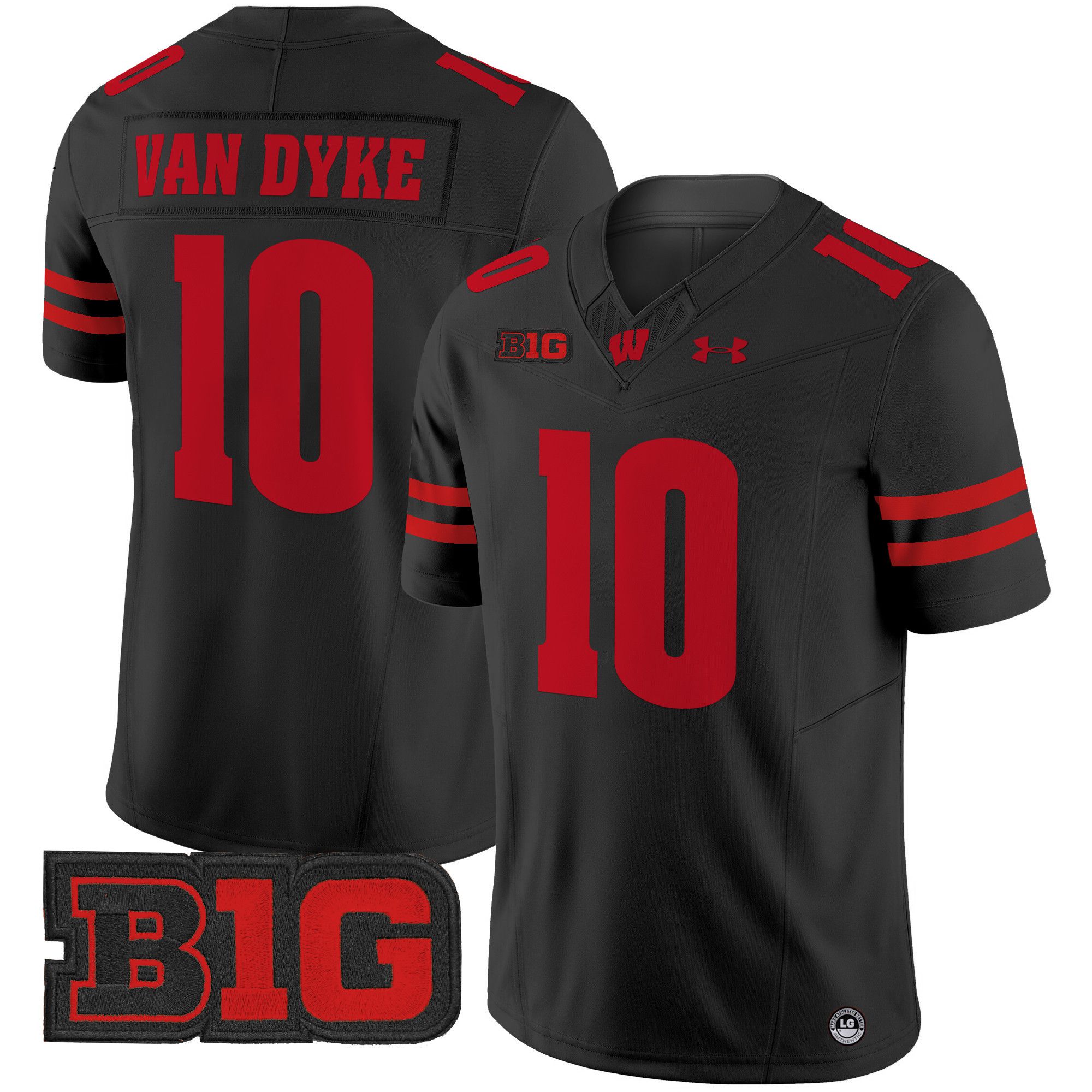 Men Wisconsin Badgers #10 Van dyke Black 2024 Vapor Limited NCAA Jersey style 1